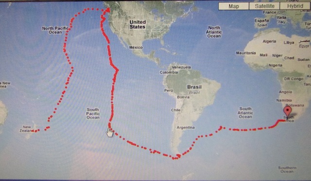 NZ to Str. of Juan de Fuca to C. Horn to Falklands to SA 11May2011